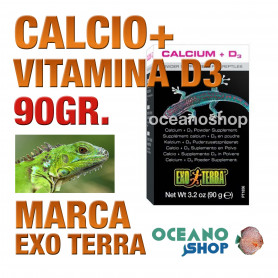 EXO TERRA CALCIO + VITAMINA D3 90g EXO TERRA CALCIO + VITAMINA D3 90g