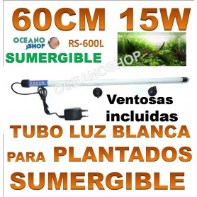 Tubo sumergible luz blanca 60cm 15w rs-600l rs 600l 15w 60cm electrical tubo sumergilble blanco plantas acuarios pantalla