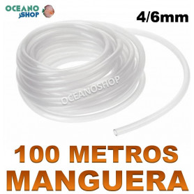 100m TUBO 4/6mm MANGUERA SILICONA ATOXICO ACUARIO COMPRESOR manguera acuario tubo compresor 4mm 6mm 100 metros aireador aire