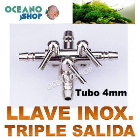 Llave metalica triple salida para compresor llave metalica inoxidable acuario triple salida aire moly