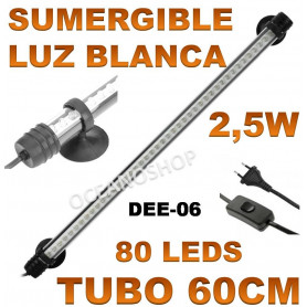 Luz sumergible 60cm led t4 con 80 leds blancos luz pantalla tubo acuario led 60cm dee 06 deebow blanca