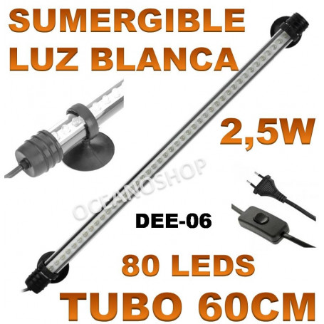 luz pantalla tubo acuario led 60cm dee 06 deebow blanca