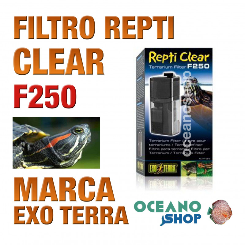 Exo Terra Repti Clear PT-3610 Repti Clear Terrarium Filter F250, filtro Exo  Terra Repti Clear, filtro tortugas, filtro acuaterrarios Filtro Compacto  para Acua-terrarios