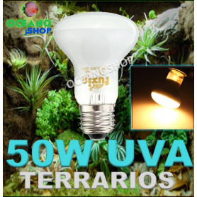 Bombilla 50w UVA para terrarios reptiles tortugas anfibiosincubadoras