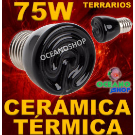 Bombilla 75w cerámica emisora térmica LAMPARA BOMBILLA 99% CALOR 75W CERAMICA TERMICA REPTIL terrario TORTUGA PAJARO