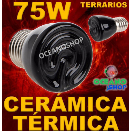 LAMPARA BOMBILLA 99% CALOR 75W CERAMICA TERMICA REPTIL terrario TORTUGA PAJARO