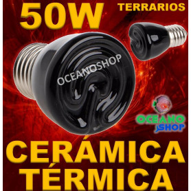 Bombilla 50w cerámica emisora térmica LAMPARA BOMBILLA 99% CALOR 50W CERAMICA TERMICA REPTIL terrario TORTUGA PAJARO