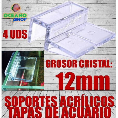 soporte acrilico tapas acuario 12 mm cristal agarre