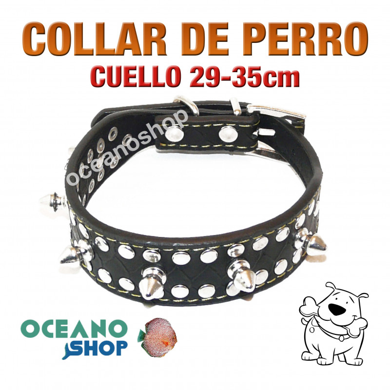 COLLAR PERRO PIEL PINCHOS AJUSTABLE DE CALIDAD CUELLO 1825cm L1 1851