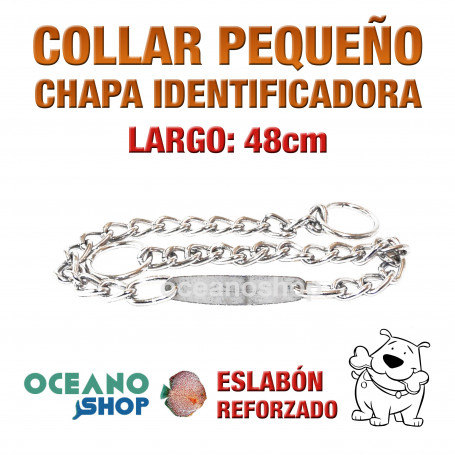 COLLAR 48cm PERRO CHAPA IDENTIFICADORA 2 MODOS NORMAL Y ESTRANGULADOR L15 1402