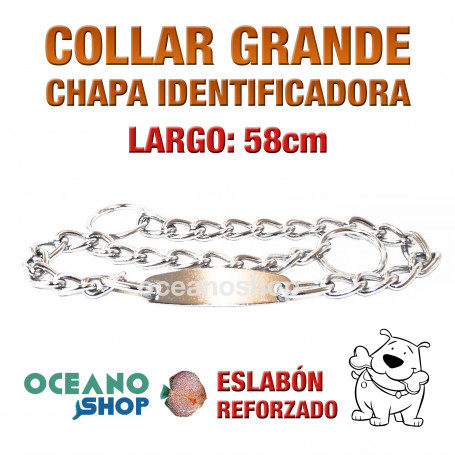 COLLAR 58cm PERRO CHAPA IDENTIFICADORA 2 MODOS NORMAL Y ESTRANGULADOR L16 1403