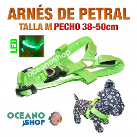 ARNÉS TALLA M LUMINOSO LED VERDE PETRAL AJUSTABLE PERRO PECHO 38-50cm L22MV ARNÉS TALLA M LUMINOSO LED NYLON PETRAL AJUSTABLE PERRO PECHO 38-50cm
