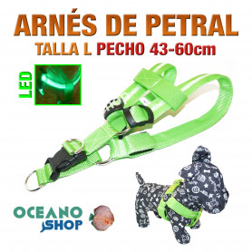 ARNÉS TALLA L LUMINOSO LED VERDE PETRAL AJUSTABLE PERRO PECHO 43-60cm L23LV ARNÉS TALLA L LUMINOSO LED VERDE PETRAL AJUSTABLE PERRO PECHO 43-60cm