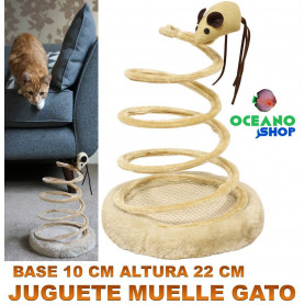 JUGUETE BASE PELUCHE 16 CM MUELLE ESPIRAL 22 CM RATÓN D28 7028