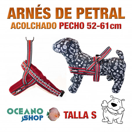 ARNÉS REFORZADO TALLA S PETRAL AJUSTABLE PERRO PECHO 52-61cm