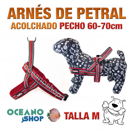 ARNÉS REFORZADO TALLA M PETRAL AJUSTABLE PERRO PECHO 60-70cm