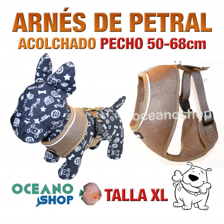 ARNÉS PETRAL ACOLCHADO CÓMODO AJUSTABLE PERRO TALLA XL PECHO 50-68cm