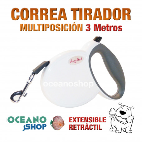 CORREA TIRADOR MULTIPOSICION NYLON 3 Metros ADIESTRAMIENTO PASEO PERRO