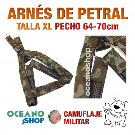 ARNÉS CAMUFLAJE MILITAR TALLA XL PETRAL AJUSTABLE PERRO PECHO 64-70cm