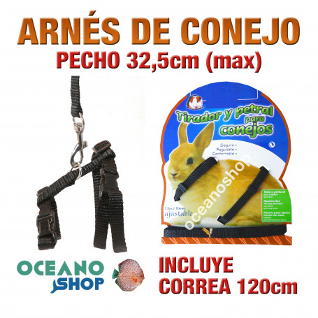 ARNÉS Y CORREA PARA CONEJOS DE CALIDAD 32,5cm Máximo de PECHO L49CNJ 1697