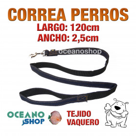 CORREA PERRO TEJIDO VAQUERO DE CALIDAD 120cm LARGO L61 2805 CORREA PERRO TEJIDO VAQUERO DE CALIDAD 120cm LARGO