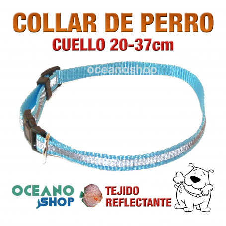 COLLAR PERRO AZUL TEJIDO REFLECTANTE AJUSTABLE DE CALIDAD CUELLO 20-37 L64 2831