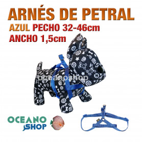 ARNÉS PETRAL AZUL CÓMODO AJUSTABLE PERRO PECHO 32-46cm ANCHO 1,5cm L67 1886 ARNÉS PETRAL AZUL CÓMODO AJUSTABLE PERRO PECHO 32-46cm ANCHO 1,5cm L67 1886