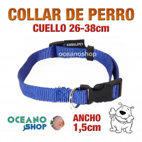 COLLAR PERRO AJUSTABLE DE NYLON CUELLO 26-38cm ANCHO 1,5cm L71 1884 COLLAR PERRO AZUL AJUSTABLE DE NYLON CUELLO 26-38cm ANCHO 1,5cm