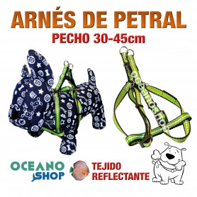 ARNÉS PETRAL VERDE TEJIDO REFLECTANTE AJUSTABLE PERRO PECHO 30-45cm L75 3366 ARNÉS PETRAL VERDE TEJIDO REFLECTANTE AJUSTABLE PERRO PECHO 30-45cm
