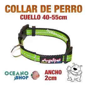 COLLAR PERRO VERDE TEJIDO REFLECTANTE AJUSTABLE DE CALIDAD CUELLO 40-55cm L82 3369 COLLAR PERRO VERDE TEJIDO REFLECTANTE AJUSTABLE DE CALIDAD CUELLO 40-55cm