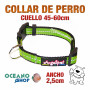 COLLAR PERRO VERDE TEJIDO REFLECTANTE AJUSTABLE DE CALIDAD CUELLO 45-60cm