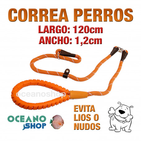 CORREA PERRO EMPUÑADURA GOMA ESTRANGULADORA CON QUITAVUELTAS 120cm Longitud