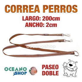 CORREA PERRO TIRADOR MULTIPOSICION NYLON 200x2cm PASEO DOBLE L89 3397 CORREA PERRO TIRADOR MULTIPOSICION NYLON 200x2cm PASEO DOBLE