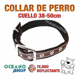 COLLAR PERRO MARRÓN TEJIDO REFLECTANTE AJUSTABLE CUELLO 38-50 L90 3402 COLLAR PERRO MARRÓN TEJIDO REFLECTANTE AJUSTABLE CUELLO 38-50 cm