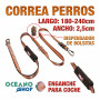 CORREA PERRO TIRADOR MULTIPOSICION NYLON 180-240cm ENGANCHE CINTURÓN