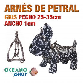 ARNÉS PETRAL GRIS CÓMODO AJUSTABLE PERRO PECHO 25-35cm ANCHO 1cm L95 3378 ARNÉS PETRAL GRIS CÓMODO AJUSTABLE PERRO PECHO 25-35cm ANCHO 1cm