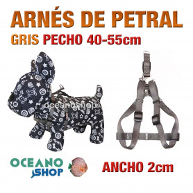 ARNÉS PETRAL GRIS CÓMODO AJUSTABLE PERRO PECHO 40-55cm ANCHO 2cm L97 3386 ARNÉS PETRAL GRIS CÓMODO AJUSTABLE PERRO PECHO 40-55cm ANCHO 2cm