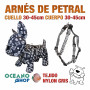 ARNÉS PETRAL PERRO NYLON GRIS DE CALIDAD AJUSTABLE CUERPO 30-45cm L100 3383