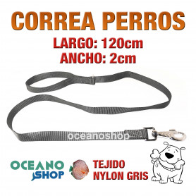 CORREA PERRO NYLON GRIS DE CALIDAD 2cm ANCHO 120cm LARGO L105 3384 CORREA PERRO NYLON GRIS DE CALIDAD 2cm ANCHO 120cm LARGO