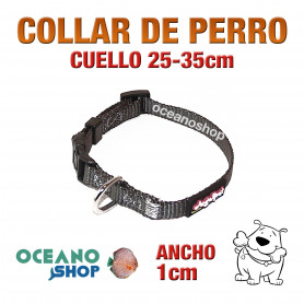 COLLAR PERRO NYLON GRIS AJUSTABLE DE CALIDAD CUELLO 25-35cm L107 3377 COLLAR PERRO NYLON GRIS AJUSTABLE DE CALIDAD CUELLO 25-35cm