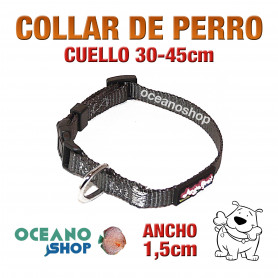 COLLAR PERRO NYLON GRIS AJUSTABLE DE CALIDAD CUELLO 30-45cm L108 3381 COLLAR PERRO NYLON GRIS AJUSTABLE DE CALIDAD CUELLO 30-45cm