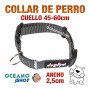 COLLAR PERRO NYLON GRIS AJUSTABLE DE CALIDAD CUELLO 45-60cm