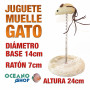 Juguete para gato base peluche 14cm muelle con ratón divertido