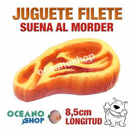 Juguete filete de goma perro suena al morder 8,5cm