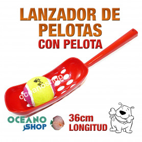 Juguete lanzador de pelotas perro rojo con pelota 36cm longitud