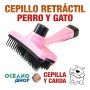 Cepillo retráctil perro y gato rosa cepilla y carda 12cm