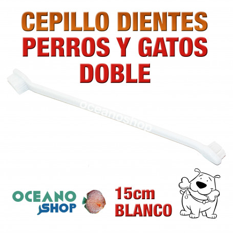 Cepillo dientes doble perro y gato blanco 15cm