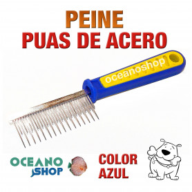 Peine púas de acero perro y gato pelo mango goma Peine púas de acero perro y gato pelo mango goma