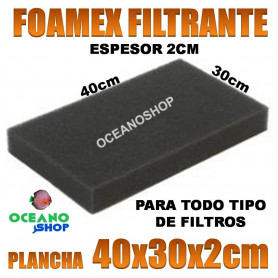 RECAMBIO espuma filtrante 40x30x2cm foamex foamex filtrante filtro recambio acuario mochila interior exterior