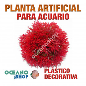Planta artificial decoración acuario plástico rojo 10cm Planta artificial decoración acuario plástico rojo 10cm diametro peces refugio